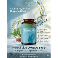 Herbal Live OMEGA 3-6-9 Balık + Keten Tohum + Primroz yağı 60 Tablet (30 Gün) Fish Oil